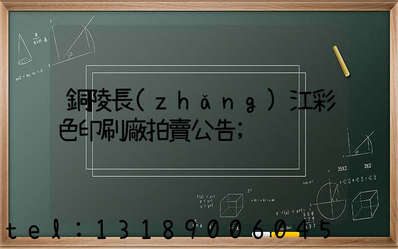 銅陵長(zhǎng)江彩色印刷廠拍賣公告